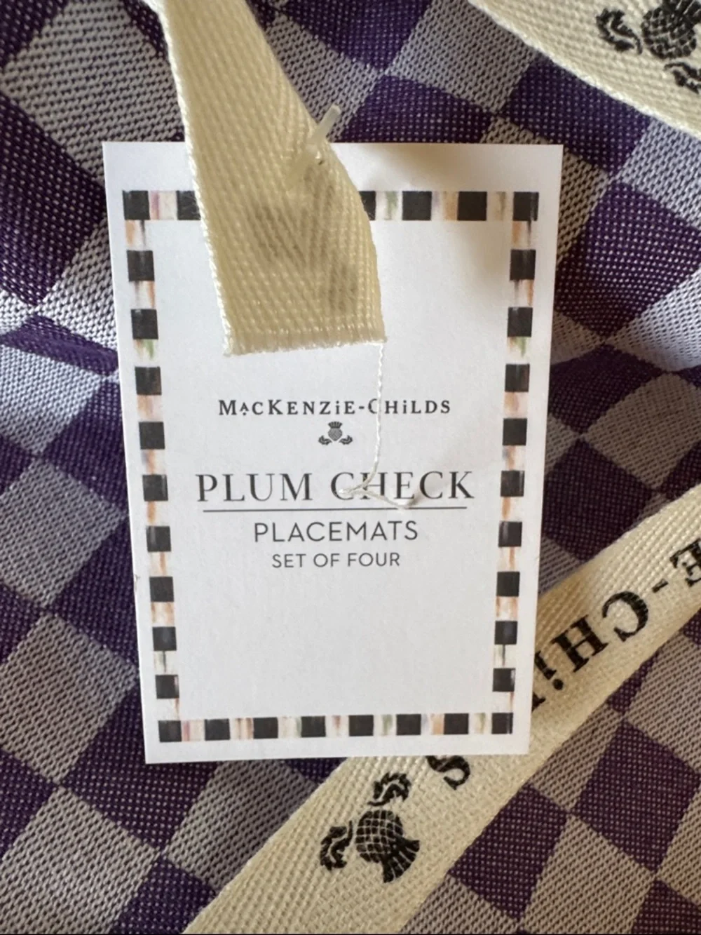 MacKenzie-Childs (4) Plum Check Placemat